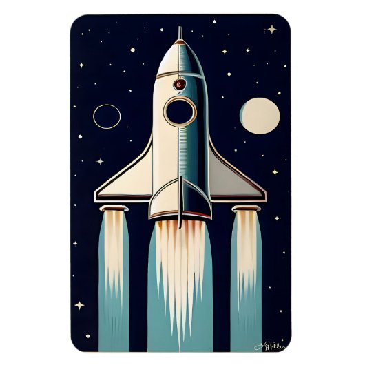 スペースエイジ レトロ 50年代 ロケット マグネット (縦)