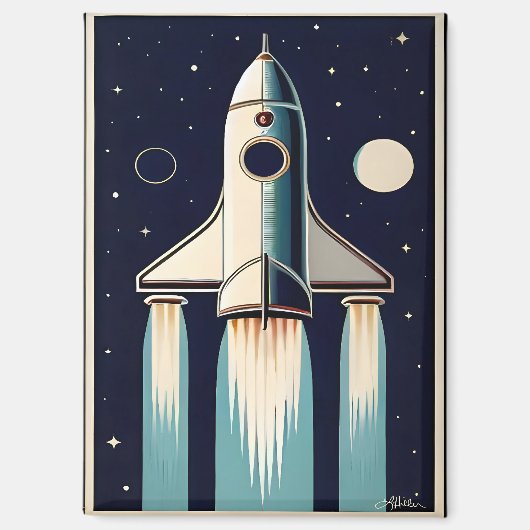 スペースエイジ レトロ 50年代 ロケット マグネット (正面)