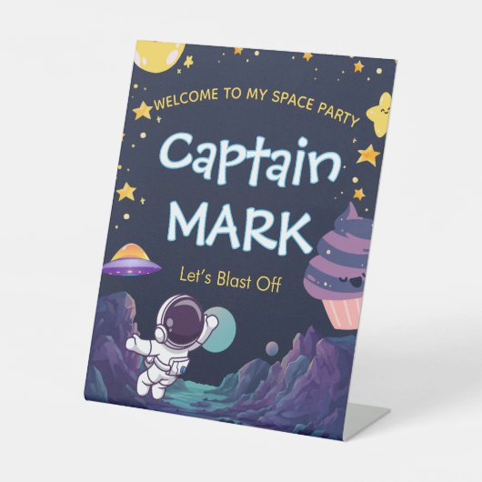 スペースエクスプローラーの誕生日ウェルカムサイン 台座サイン (正面)