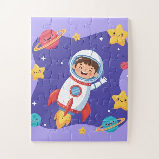 スペースエクスプローラー子供用パズル | かわいい宇宙飛行士と惑星 ジグソーパズル (縦)