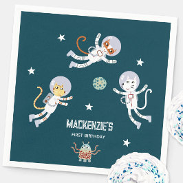 スペースキャットの1歳の誕生日パーティーをカスタマイズ スタンダードカクテルナプキン