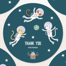 スペースキャットの1歳の誕生日パーティー ラウンドシール