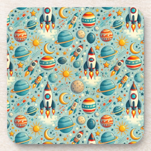 🪐 スペースギャラクシー ドリンク コースター キッズ おもしろインテリア 🌌 (正面)