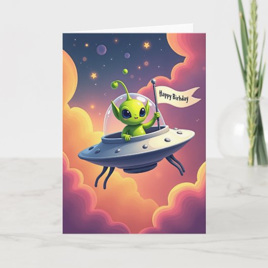 スペースクラフトのバースデーカード カード (正面)