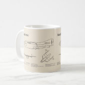 スペースシップワン - 航空機設計図 描画計画 SD コーヒーマグカップ (正面左)