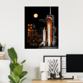スペースシャトル ディスカバリーと月 ポスター (ホームオフィス)