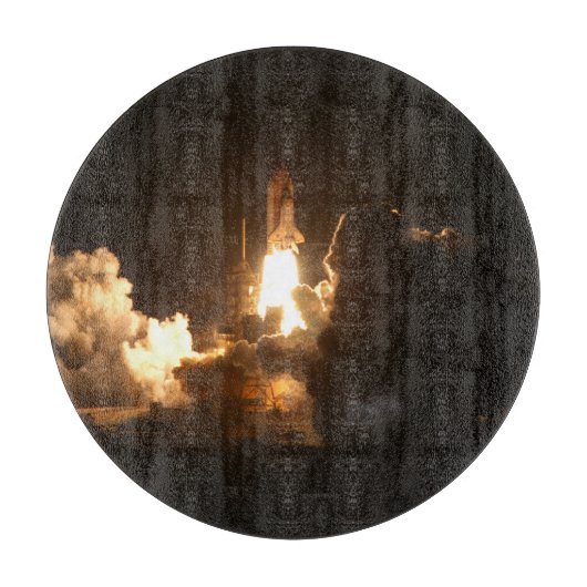 スペースシャトル 地球軌道宇宙船 夜間 キャンバス カッティングボード (正面)