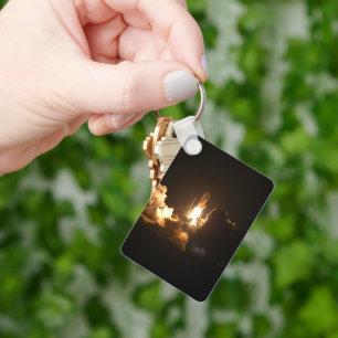 スペースシャトル 地球軌道宇宙船 夜間 キャンバス キーホルダー