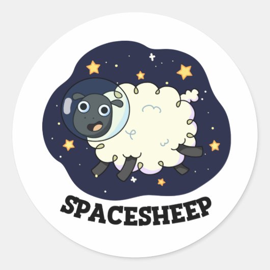 スペースシープ 宇宙飛行士 ひつじ パロディ ラウンドシール (正面)
