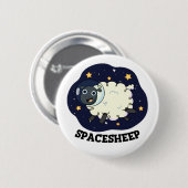 スペースシープ 宇宙飛行士 ひつじ 面白い ダジャレ 缶バッジ (正面&裏面)