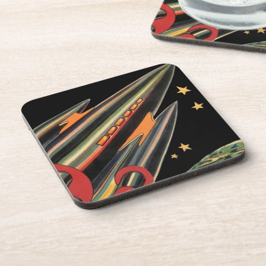 スペーススターズによるヴィンテージ サイエンス フィクション ロケット シップ コースター (左側)