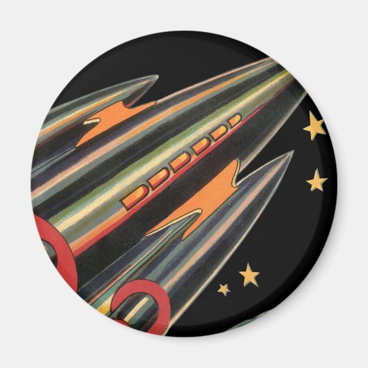 スペーススターズによるヴィンテージSFロケット マグネット (正面)