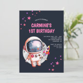 スペーススターズロケットシップ1歳の誕生日 招待状 (スタンド正面)