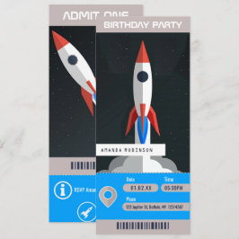スペーステーマの誕生日パーティー旅行チケット 招待状