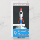 スペーステーマの誕生日パーティー旅行チケット 招待状 (正面)