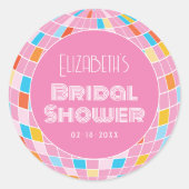 スペースディスコピンク ブライダルシャワーパーティー ラウンドシール (正面)