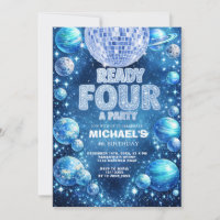 スペースディスコ4歳誕生日 パーティーの準備はできている READY FOUR A PARTY
