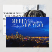 スペースニードルのクリスマスツリー、シアトル市街 シーズンカード (正面/裏面)