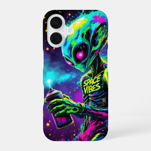 スペースバイブス エイリアンネオン iPhone 16ケース (裏面)