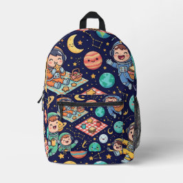 スペースバックパック - スターリーピクニックパターン プリントバックパック