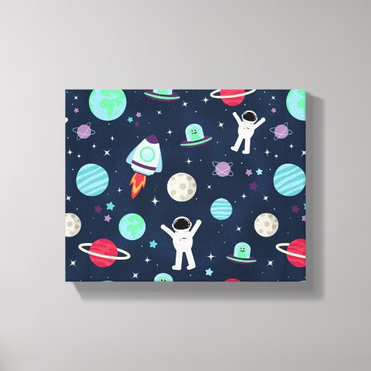 スペースパターンイラスト キャンバスプリント (正面)