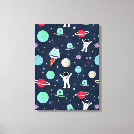 スペースパターンイラスト キャンバスプリント (正面)