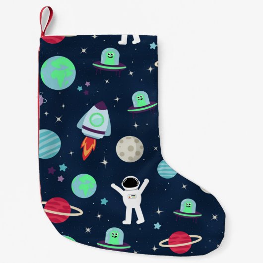 スペースパターンイラスト スモールクリスマスストッキング (正面)