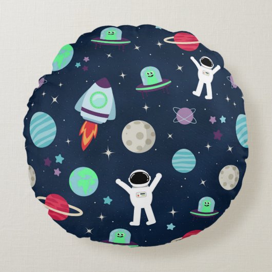 スペースパターンイラスト ラウンドクッション (正面)