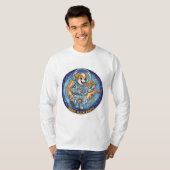 スペースピザパーティー 面白い 銀河 猫 Tシャツ (正面フル)