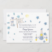 スペースベイビー カウントダウン ベイビーシャワー | ホワイト 招待状 (正面)