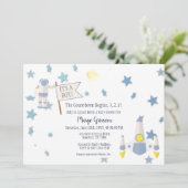 スペースベイビー カウントダウン ベイビーシャワー | ホワイト 招待状 (スタンド正面)