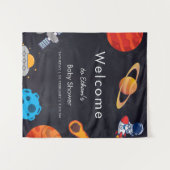 スペースボーイプラネットかわいい宇宙飛行士ベイビーシャワー タペストリー (正面(横))