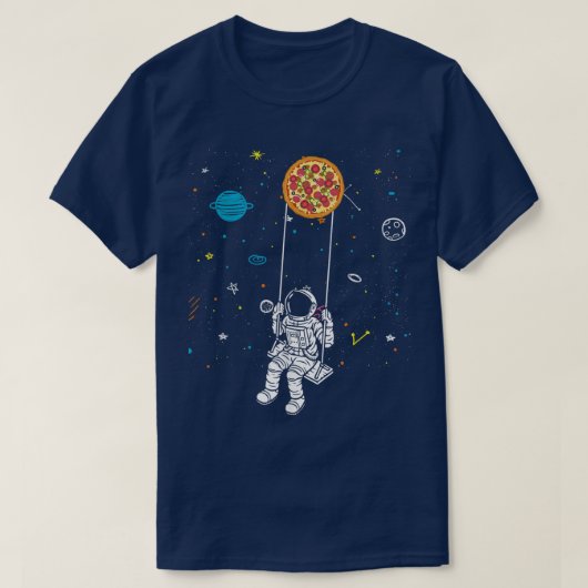 スペースマン ピザ, 面白い ファストフード 太陽系 アストロ Tシャツ (デザイン正面)