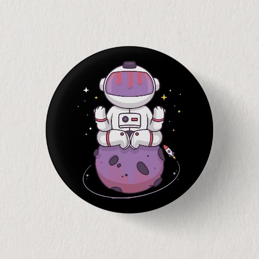 スペースヨガ 缶バッジ (正面)