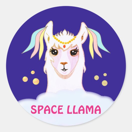 スペースラマステッカー ラウンドシール (正面)