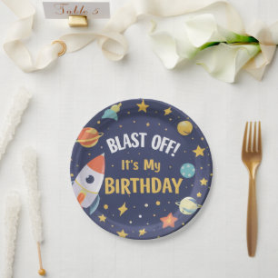 スペースロケットキッズの誕生日パーティーのお皿 ペーパープレート