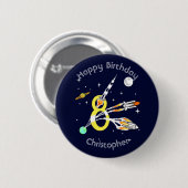 スペースロケット8歳の誕生日 缶バッジ (正面&裏面)