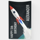 スペースロケット オーダーメイド 子供の誕生日パーティー 横断幕 (縦)