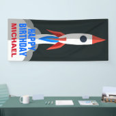 スペースロケット 名前入り 誕生日パーティー 横断幕 (トレードショー)