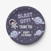 スペース宇宙飛行士 5歳の誕生日パーティー | キッズギャラクシー ペーパープレート (正面)
