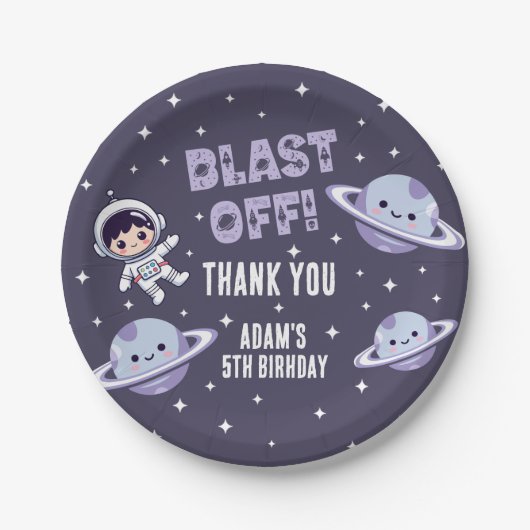 スペース宇宙飛行士 5歳の誕生日パーティー | キッズギャラクシー ペーパープレート (正面)