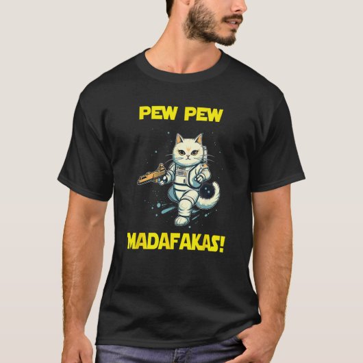 スペース宇宙飛行士Pew Madafakas ビルマン猫 2 Tシャツ (正面)