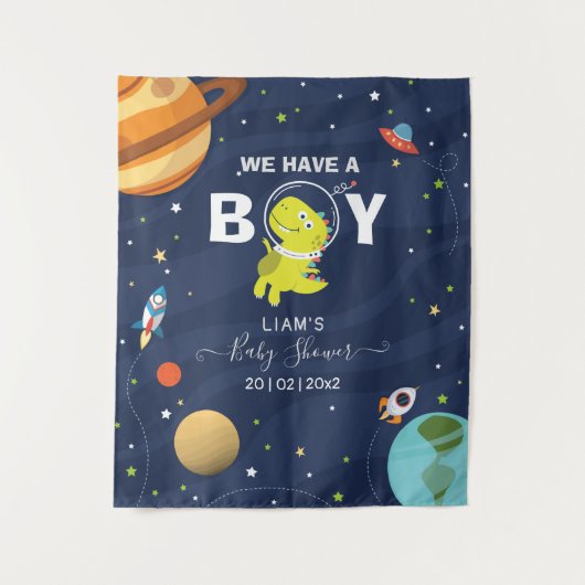 スペース恐竜クールな背景 タペストリー (正面)