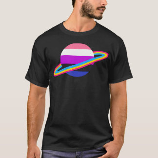 スペース惑星レインボーLGBTレズビアンゲイビス+ポリセクシャル Tシャツ