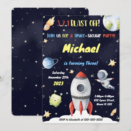 スペース招待状 招待状 (正面/裏面)