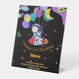 スペース誕生日パーティーテーマ 台座サイン