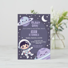 スペース誕生日パーティー招待状 | ギャラクシー宇宙飛行士 招待状