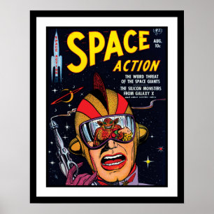 スペース・アクション #2 ビンテージSFコミックブックカバー ポスター