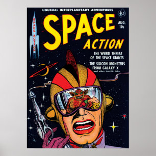 スペース・アクション #2 ビンテージSFコミックブックカバー ポスター