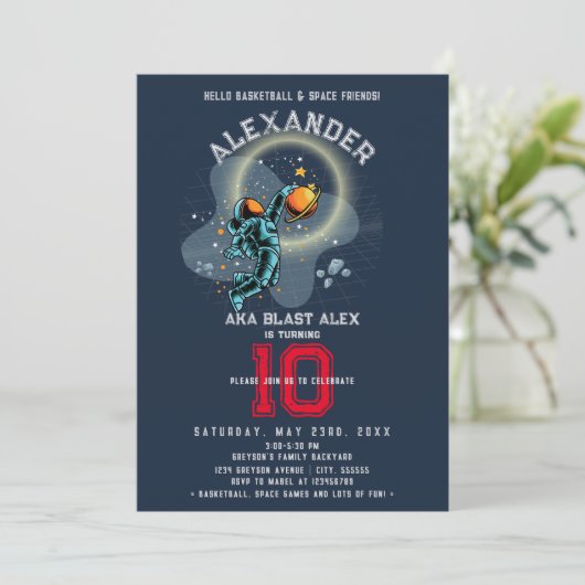 スペース・アストロナウト・スラムダンク・クール・キッズ・バスケットボール・チーム 招待状 (スタンド正面)